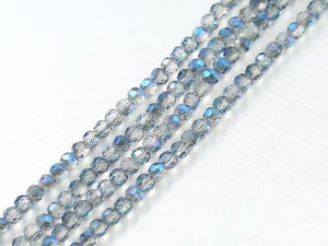 Thunder Polish Glass Crystal White Blue Faceted Rounds 4Mm