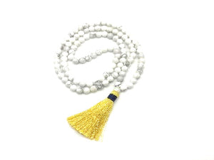 Howlite White Tassel Necklace 108Pcs 6Mm