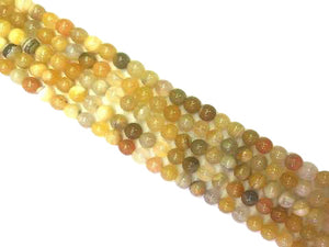 Yellow Line Agate Round Beads 8Mm