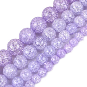 Purple Cracked Glass Round Beads 6mm