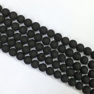 Plated Black Color Agate Druzy Round Beads 10mm