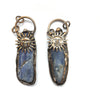 Kyanite rough freeform 25X60mm antique pendant