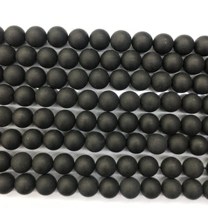 Matte Russia Shungite Round Beads 12mm