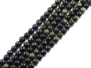 Golden Obsidian Faceted Rounds 6Mm