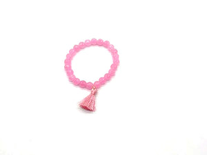 Treated Color Jade Transparent Pink Tassel Bracelet 8Mm
