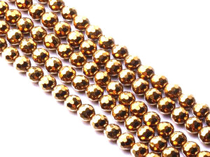 Hematite Gold Faceted Rounds 6Mm