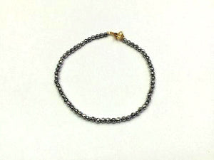Hematite Siver Faceted Rounds Bracelet 3Mm