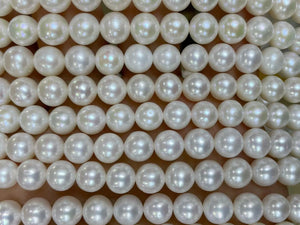 Round White Fresh Water Pearl A Grade with 1.4mm Big Hole 8mm