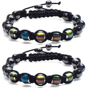 Best Selling Braided Bracelet Black Magnet Black Gallstone Moodbead Beaded Temperature Sensitive Color Changing Beads Braided Bracelet