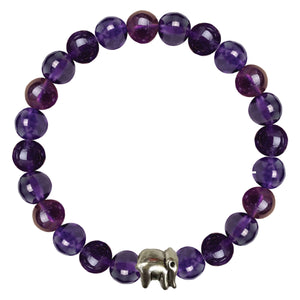 Amethyst G4 Dark Round Beads 6mm Stretch Bracelet