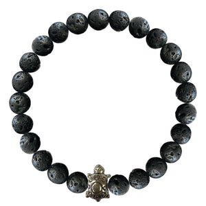 Matte Black Lava Stone Round Beads 8mm Stretch Bracelet