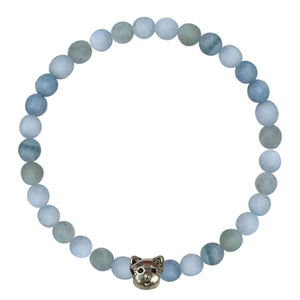 Matte Agate Light Blue Round Beads 6mm Stretch Bracelet