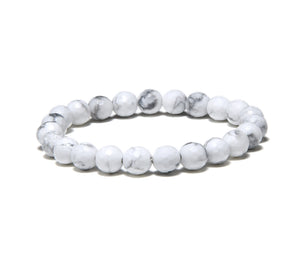 Howlite White 8mm Faceted Beads Bracelet
