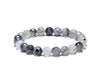 Black tourmalated Quarrtz 8mm Faceted Beads Bracelet