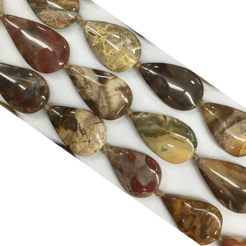 Wooden Fossil Pear Shape 14X22mm