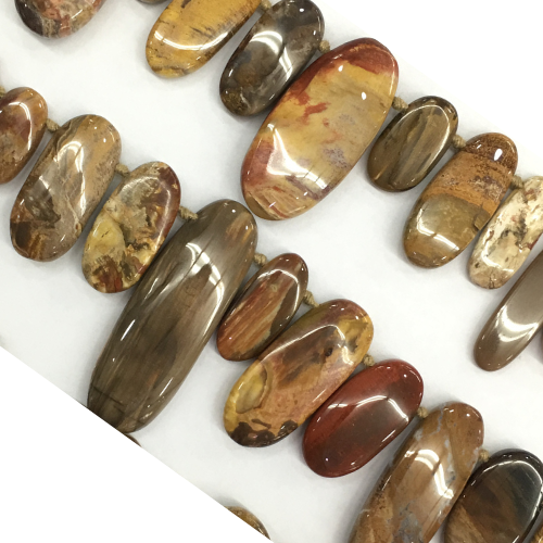 Wooden Fossil Side Hole Free Form Flat Oval 10X15-15X30mm