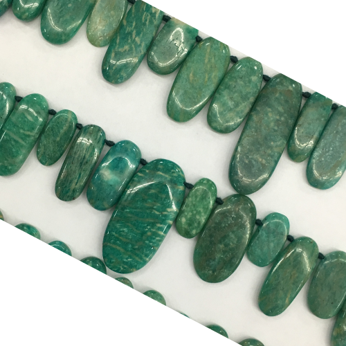 Russian Amazonite Side Hole Free Form Flat Oval 10X20-13X40mm