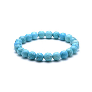 Stabilized howlite 8mm Faceted Beads Bracelet