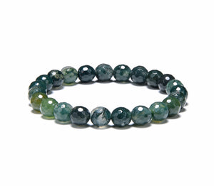 Moss agate 8mm Faceted Beads Bracelet
