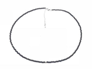 Black Obsidian Super Precision Cut Rounds 2mm Necklace