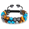 European and American cross-border best-selling natural tiger eye agate bracelet men's woven adjustable black magnet yoga beaded bracelet 7A blue tiger eye buckle