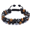 "7A Yellow Tiger Eye + 7A Bright Agate + Hematite European and American cross-border best-selling natural tiger eye agate bracelet men's woven adjustable black magnet yoga beaded bracelet "