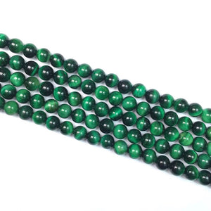 Heat Coloring Tiger Eye Green Round Beads 6Mm