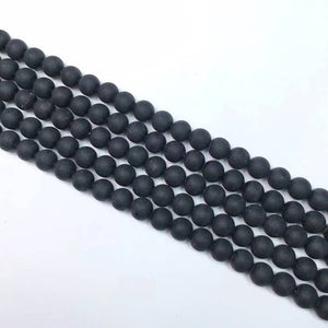 Matte black obsidian round beads 6mm