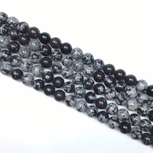 Snowflake Obsidian round beads 8mm