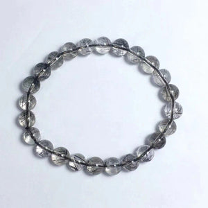 Black rutilated quartz Premium Fine Jewelry Bracelet 8mm