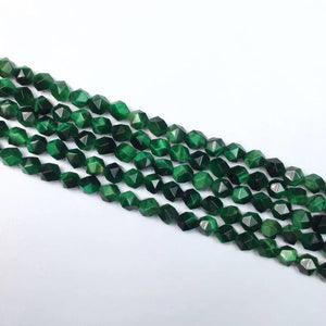 Heat Coloring Tiger Eye Green Star Cut Beads 6mm