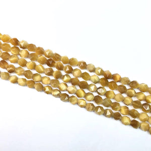 Gold Tiger Eye Star Cut Beads 6mm