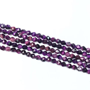 Heat Coloring Tiger Eye Purple Star Cut Beads 6mm