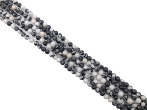 Black and White Zebra Jasper Round Beads 6mm