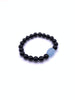Black Onyx Bracelet Wite Aquamarine Free Form Center Piece 8mm
