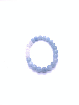Aquamarine Wite Moonstone Bracelet 8mm