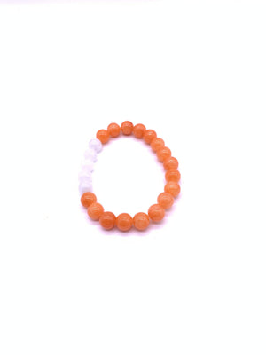 Color Jade Orange Wite Moonstone Bracelet 8mm