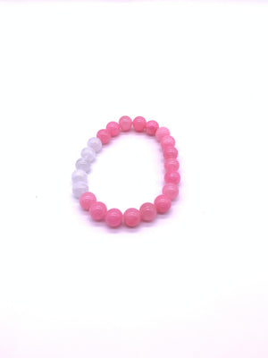 Color Jade Pink Wite Moonstone Bracelet 8mm