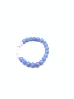 Color Jade Blue Wite Moonstone Bracelet 8mm