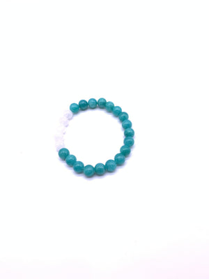 Color Jade Lake Blue Wite Moonstone Bracelet 8mm