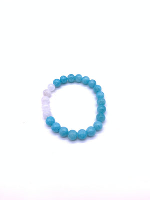 Color Jade Skyblue Wite Moonstone Bracelet 8mm