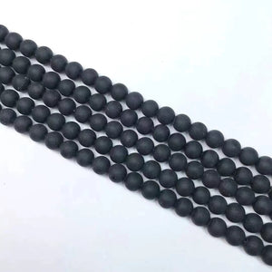 Matte Black Obsidian Round Beads 8mm