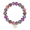 Impression Jasper Purple and Blue Stretch Bracelet 8MM With Silver Tree of Life Charm