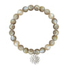 MOP Natural Round Bracelet 8MM With Silver Flower Charm