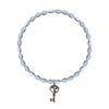 MOP Bleached Rice Pearl Bracelet 7X10MM Woth Silver Key Charm
