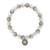 MOP Mixed Bleached and Natural Bracelet 8MM With Silver Coin Charm