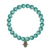 Shell Pearl Sky Blue Round Bracelet 8MM With Silver Hamsa Hand Charm