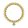 Shell Pearl Gold Yellow Round Bracelet 8MM With Silver Anchor Charm