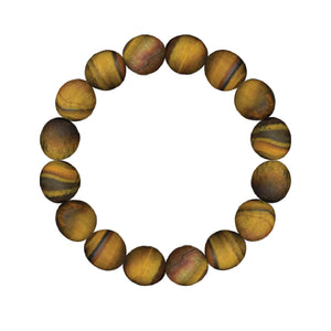 Men's Bracelet Matte Tiger Eye Round Beads 10mm