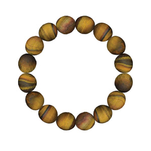 Men's Bracelet Matte Tiger Eye Round Beads 8mm